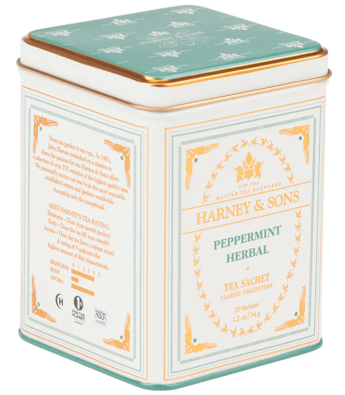 Harney and Sons Classic Peppermint Herbal - Classic Tin Collection - 20 Silken Sachet - Vooco SG, Singapore