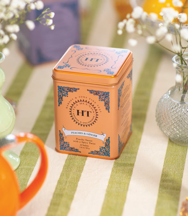 Harney and Sons HT Peaches & Ginger - HT Tin - 20 Silken Sachet - Vooco SG, Singapore