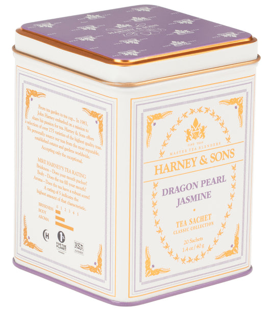 Harney and Sons Classic Dragon Pearl Jasmine - Classic Tin Collection - 20 Silken Sachet - Vooco SG, Singapore