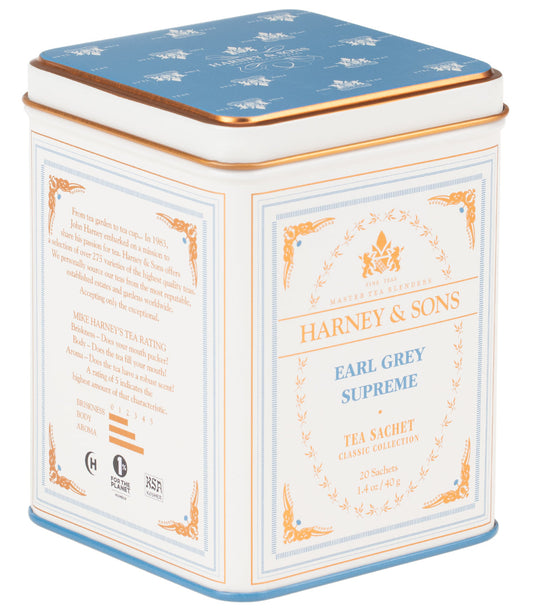 Harney and Sons Classic Earl Grey Supreme - Classic Tin Collection - 20 Silken Sachet - Vooco SG, Singapore