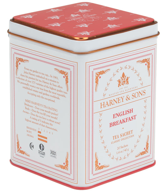 Harney and Sons Classic English Breakfast - Classic Tin Collection - 20 Silken Sachet - Vooco SG, Singapore