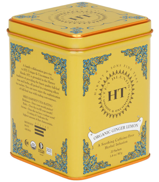 Harney and Sons HT Organic Ginger Lemon - Tin - 20 Silken Sachet - Vooco SG, Singapore