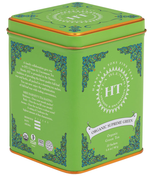Harney and Sons HT Organic Supreme Green - HT Tin - 20 Silken Sachet - Vooco SG, Singapore