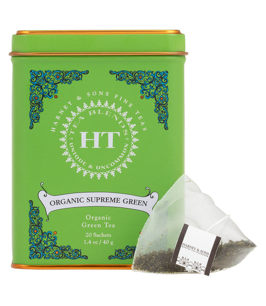 Harney and Sons HT Organic Supreme Green - HT Tin - 20 Silken Sachet - Vooco SG, Singapore