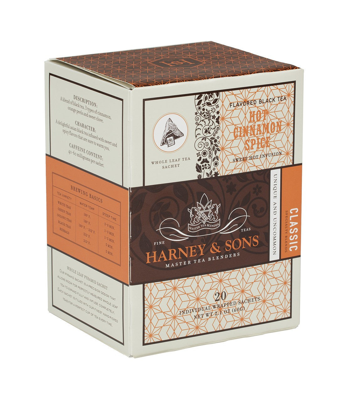 Harney and Sons Hot Cinnamon Spice - Individually Wrapped Silken Sachet- 20 Sachets in Box - Vooco SG, Singapore