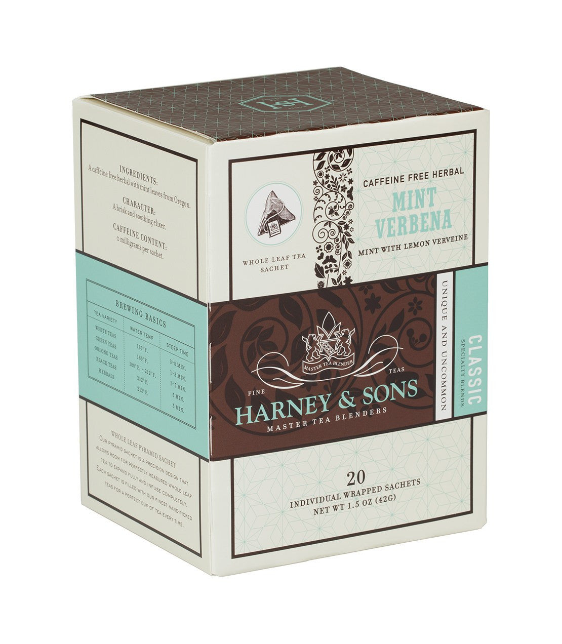 Harney and Sons Mint Verbena - Individually Wrapped Silken Sachet- 20 Sachets in Box - Vooco SG, Singapore