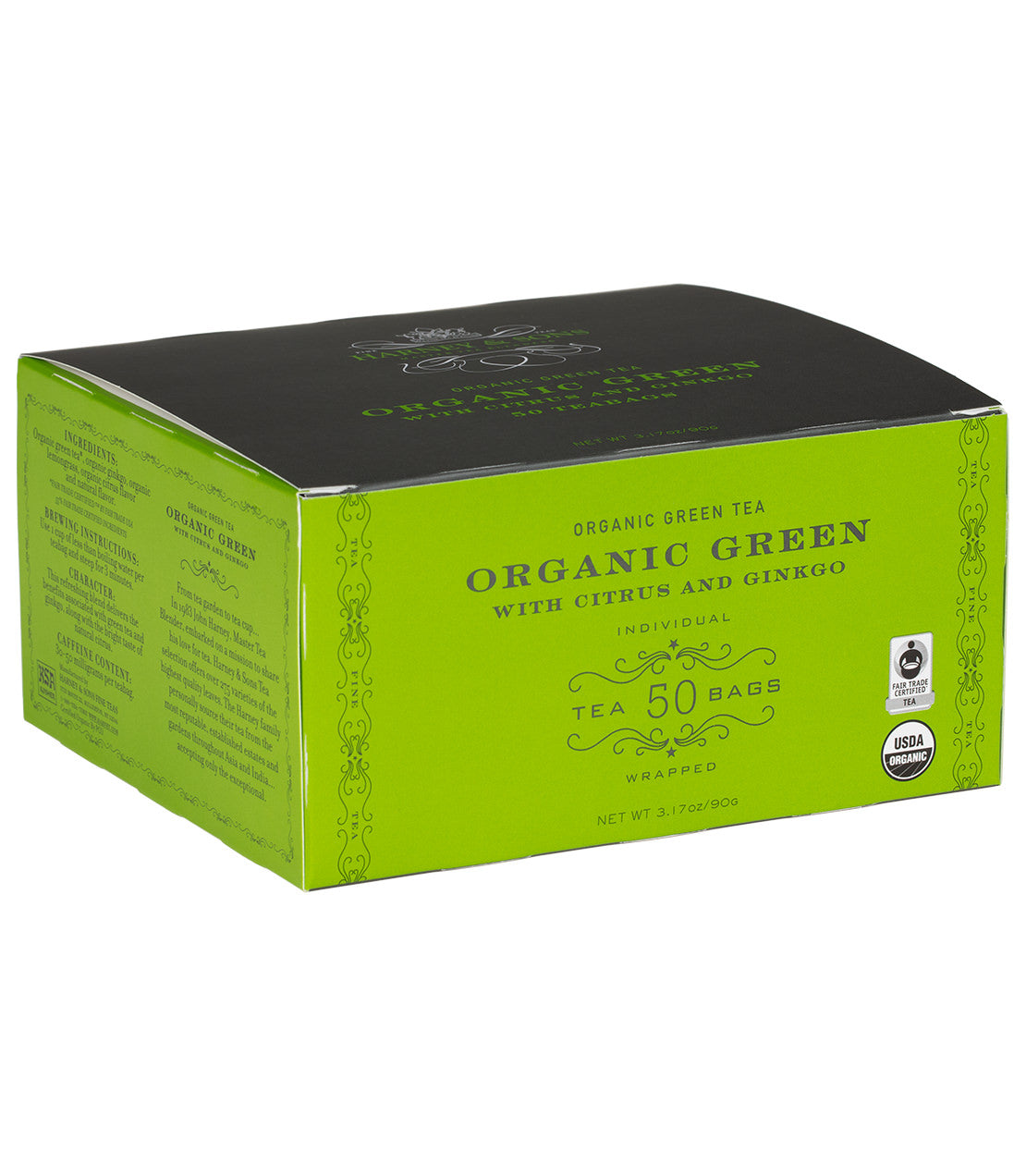 Harney and Sons Organic Green with Citrus & Ginkgo - Foodservice Paper Teabag - 50 Teabags in Box - Vooco SG, Singapore
