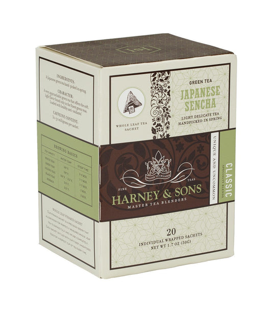 Harney and Sons Japanese Sencha - Individually Wrapped Silken Sachet- 20 Sachets in Box - Vooco SG, Singapore