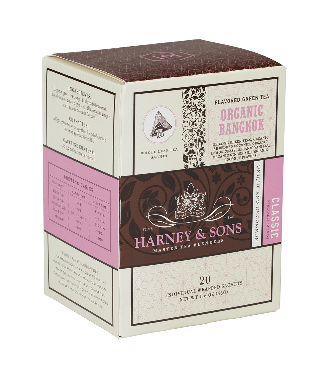 Harney and Sons Organic Bangkok - Individually Wrapped Silken Sachet- 20 Sachets in Box - Vooco SG, Singapore