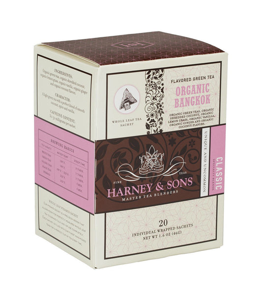 Harney and Sons Organic Bangkok - Individually Wrapped Silken Sachet- 20 Sachets in Box - Vooco SG, Singapore