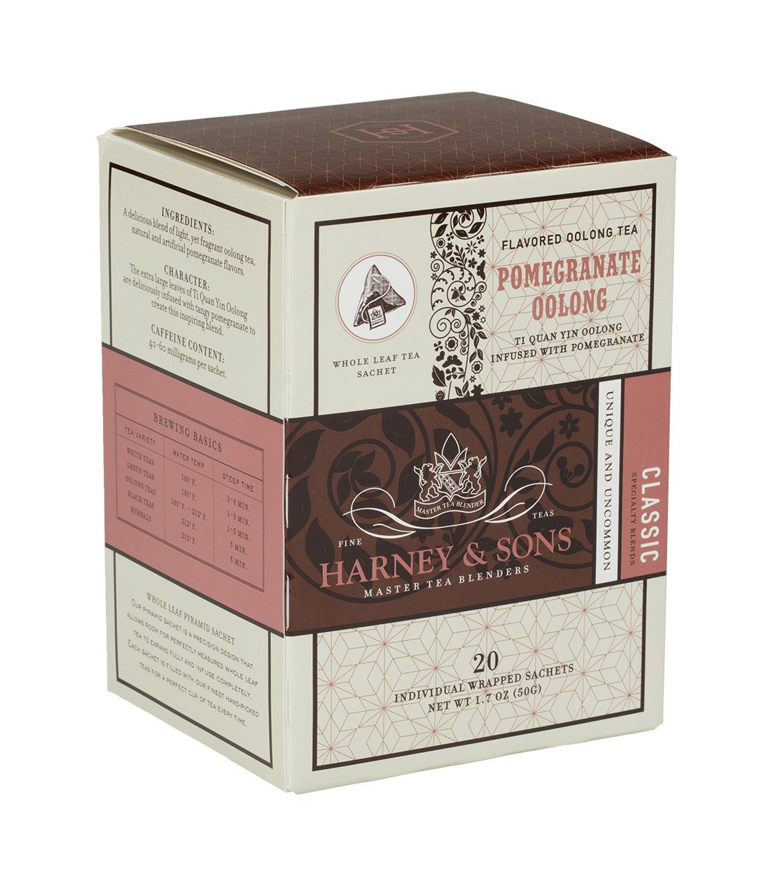 Harney and Sons Pomegranate Oolong - Individually Wrapped Silken Sachet- 20 Sachets in Box - Vooco SG, Singapore