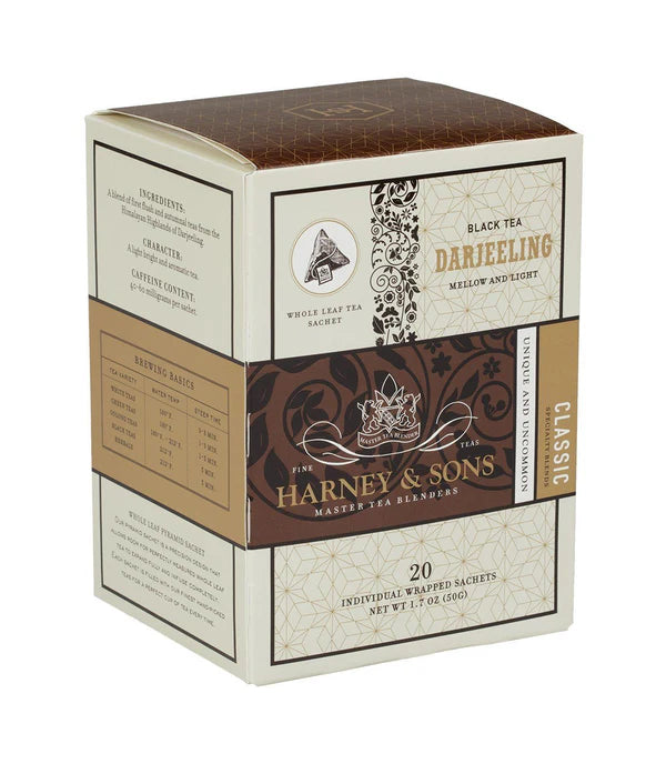 Harney and Sons Darjeeling  - Individually Wrapped Silken Sachet- 20 Sachets in Box - Vooco SG, Singapore